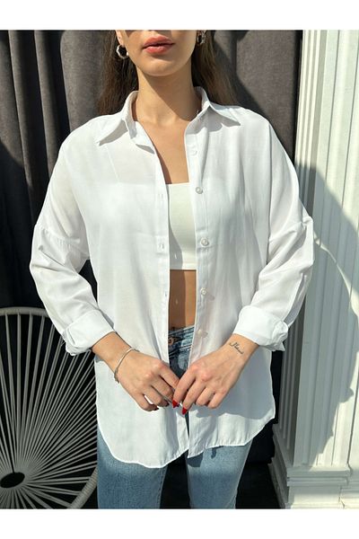 Elif Özbey Butik Cămașă albă oversize din poplin