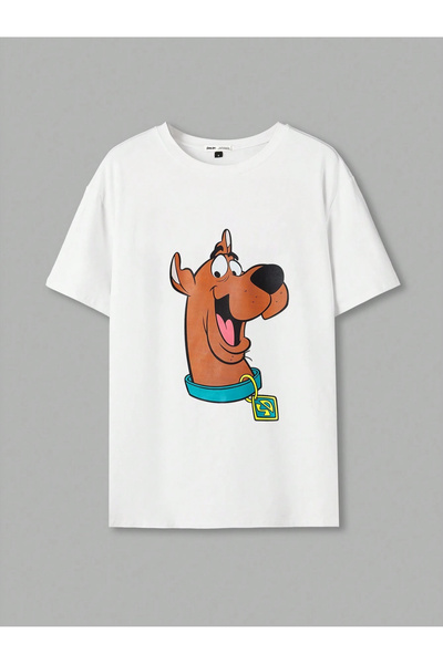 Rio Moda Unisex Scooby Doo Štampano bela Oversize kroj okrugla kragna T-shirt