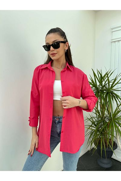 Elif Özbey Butik Cămașă oversize din poplin fucsia