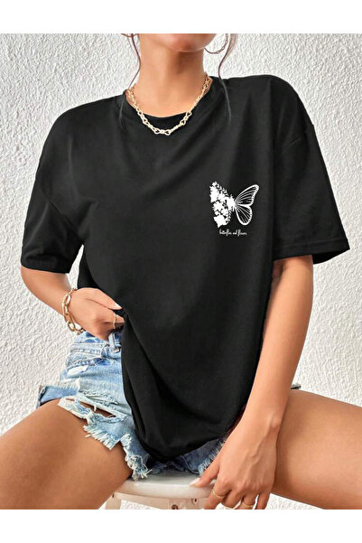 FAVORİST Tricou imprimat Butterfly and Flower (Butterfly and Flower).