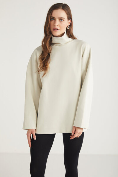 ETHIQUET Γυναικεία φούτερ Hermıone από 100% οργανικό βαμβάκι με λαιμόκοψη ανοιχτό μπεζ