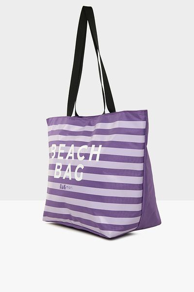 Bagmori Lilac Women's Striped Beach Bag Printed Beach Bag M000008438
