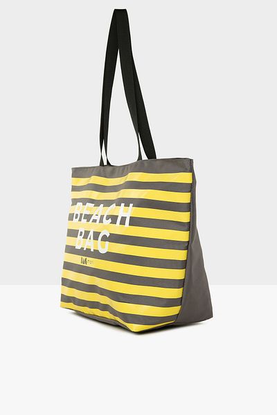 Bagmori Gray Women's Striped Beach Bag Printed Beach Bag M000008438