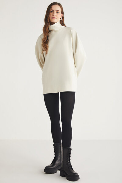 ETHIQUET Γυναικεία φούτερ Hermıone από 100% οργανικό βαμβάκι με λαιμόκοψη ανοιχτό μπεζ