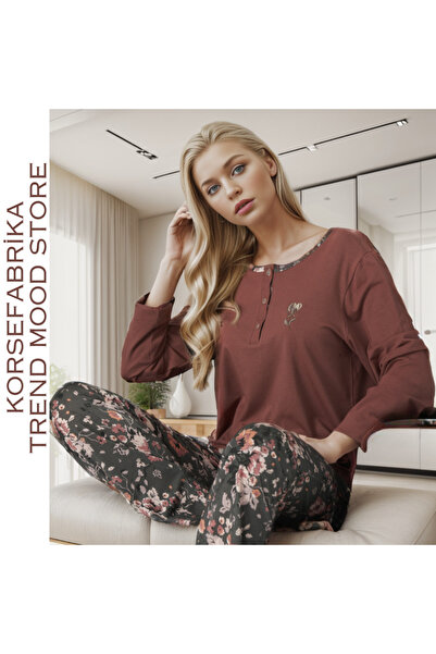 korsefabrika trend mood store KF ЖІНОЧИЙ ВІСКОЗНИЙ ПІЖАМНИЙ КОМПЛЕКТ З ДОВГИМ...