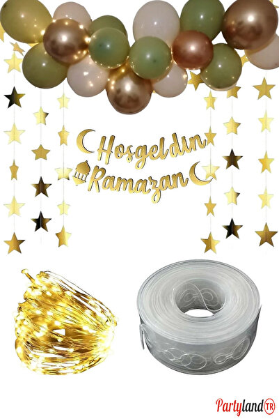 PartylandTR Hoşgeldin Ramazan Gold Yazı Ledli Zincir Balon Seti, Ramazan Ayı ...