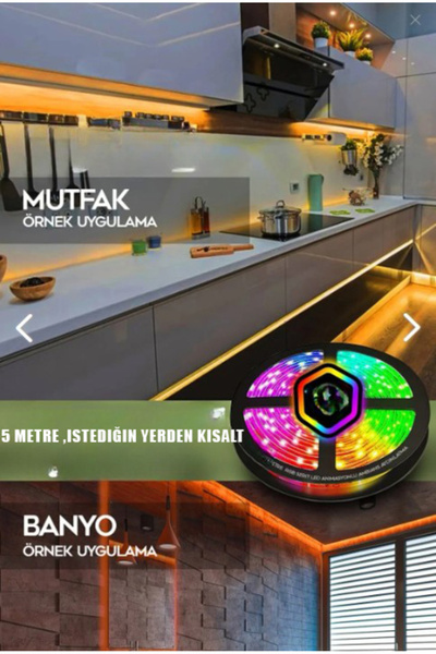 10EN 5mt Şerit Animasyonlu Tak Çalıştır Kumandalı Trafolu Rgb Şerit Işık Aydınlatma Parti Led
