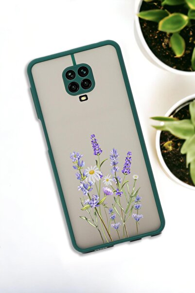 mooodcase Xiaomi Redmi Note 9 Pro Uyumlu Lavender Desenli Buzlu Şeffaf Lüx Telefon Kılıfı