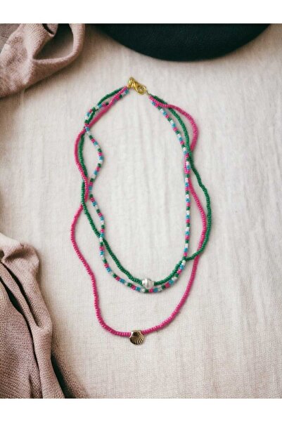 nasclaycollection قلادة من الخرز الرملي الملون