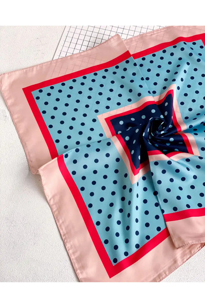 Bikutumutluluk ZARİF PUANTİYELİ MAVİ SATEN FULAR