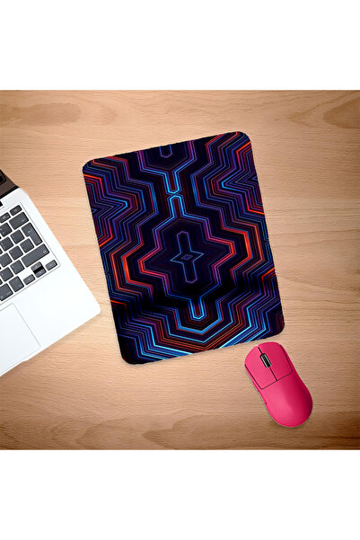 UcuruStore Πολύχρωμο Mouse Pad με τεχνολογικές γραμμές και στήριξη καρπού