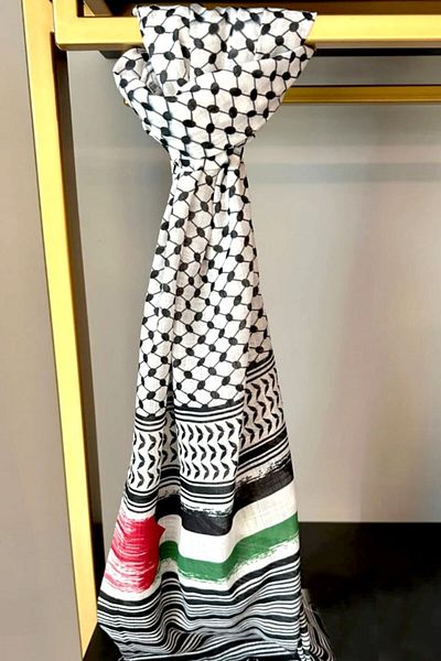 İSTANBULSTYLEMODA Cotton Linen Puchsia, Bag, Kefiye Shawl 180x70 PUS2324