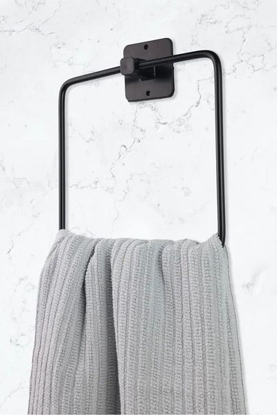 PULCA SHOP Αυτοκόλλητη τετράγωνη θήκη για πετσέτες Κρεμάστρα για πετσέτες Μαύρη