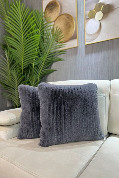Paris Life Plush Rabbit Throw Pillow Cover Imported Premium Fabric - Dark Grey (square)