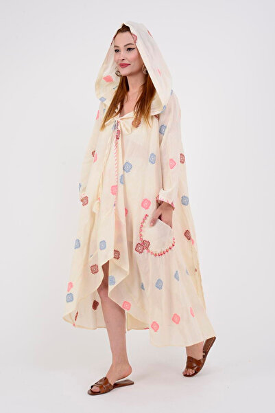 ZTO تفاصيل خرز أصلية للنساء 100% قطن خام منسوج بغطاء للرأس