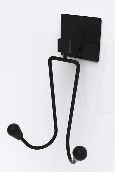 PULCA SHOP Μαύρη Ισχυρή Κόλλα με 2 Γάντζους Μπουρνούζι Πετσέτες Ρούχα Ράφι Μπάνιο