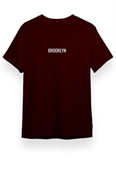 CMKTEKS تي شيرت بروكلين أسود كبير الحجم مطبوع برقبة دائرية للجنسين