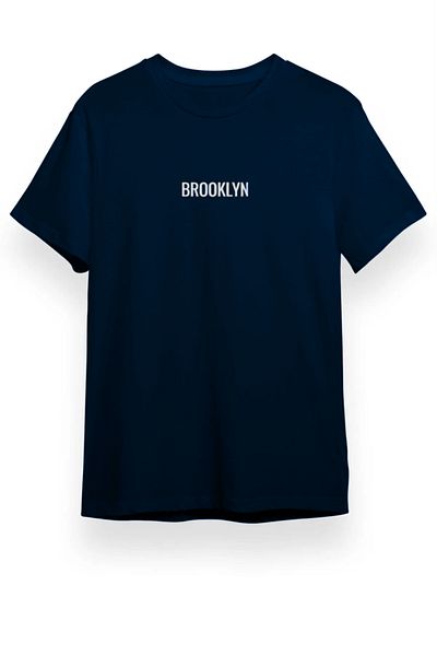 CMKTEKS Унисекс черна тениска с щампа с кръгло деколте с голям размер Brooklyn