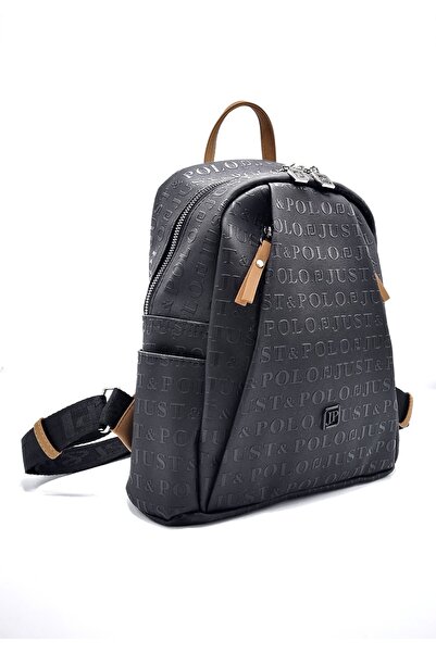 Just Polo حقيبة كتف نسائية باللون الأسود تان مكونة من 5 أقسام 2178