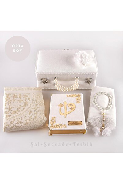 Hayrat Neşriyat Boncuklu Kutu Çeyizlik, Şal + Seccade + Tesbih + Kuran Hediye...