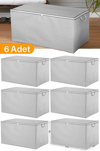 Serstil 6 Pieces - Mega Size Gray Spotted Quilt Scrap - 100x50x50 cm