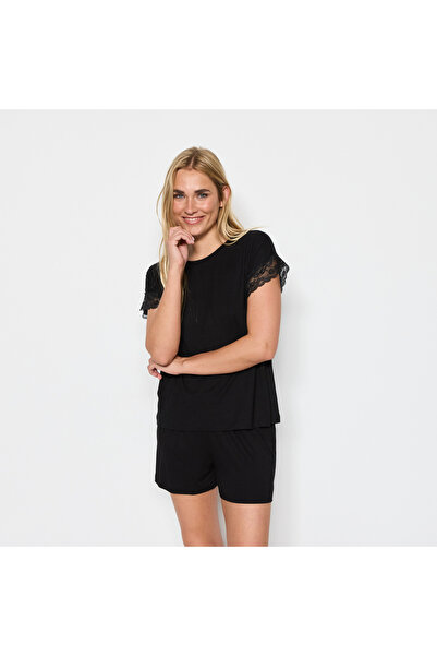 MISSDORE Viskon Tshirt Şort Takım 6004