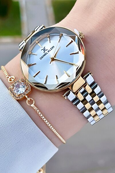Daniel Klein Gold Gümüş Renk Hediye Paketli Kadın Kol Saati ve Bileklik