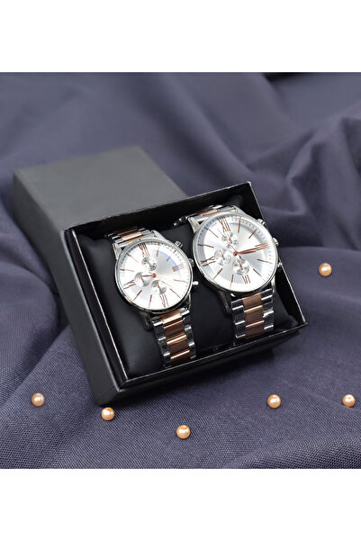 Genel Markalar Çiftlere Özel Metal Renkli Kol Saati