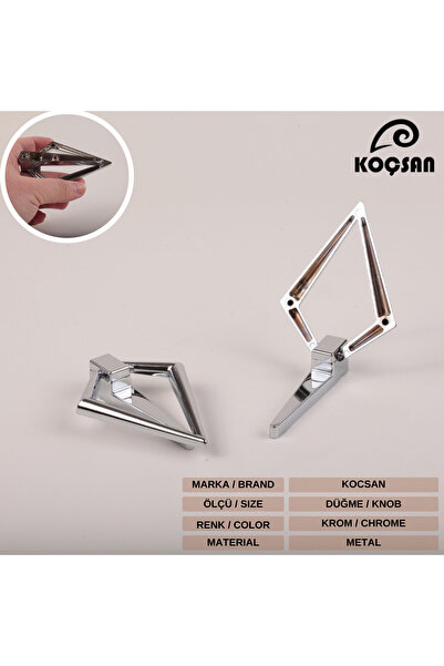 KOÇSAN Mâner Triunghi Cromat 32 Mm Mobilier Bucătărie Country De Lux Mâner Sertar Dulap