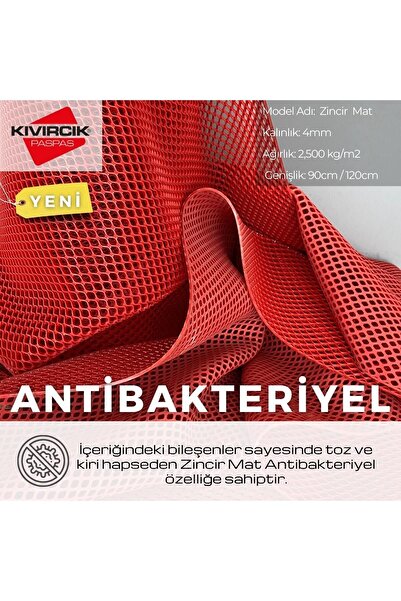 Blue Home New Bathroom Shower Pool Chain Mat Doormat Anti-Slip Pvc Doormat / Red/ Size: 90 cm X 1 Mt