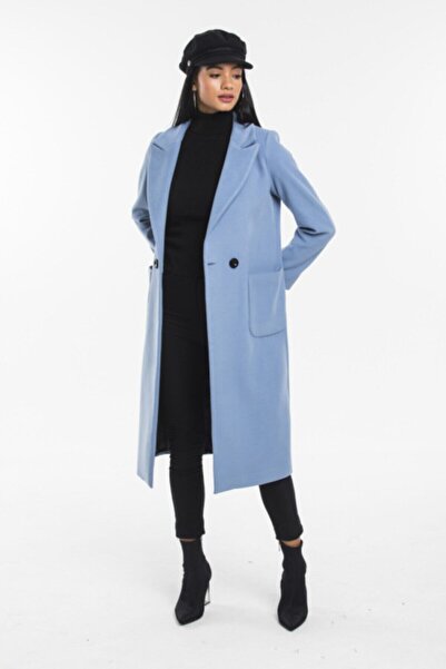 Pitti Kadın Indigo Mavi Düğmeli Kaban 70581