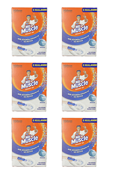 Mr. Muscle Klozet Jel Blok, Tuvalet Temizleyici, Marine, 36g Yeni Ambalaj 6'lı Paket