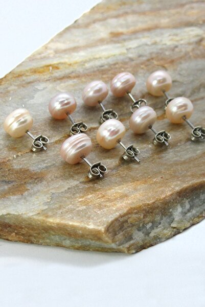 Anpiel Gerçek İnci Pembe Top Küpe 10 mm