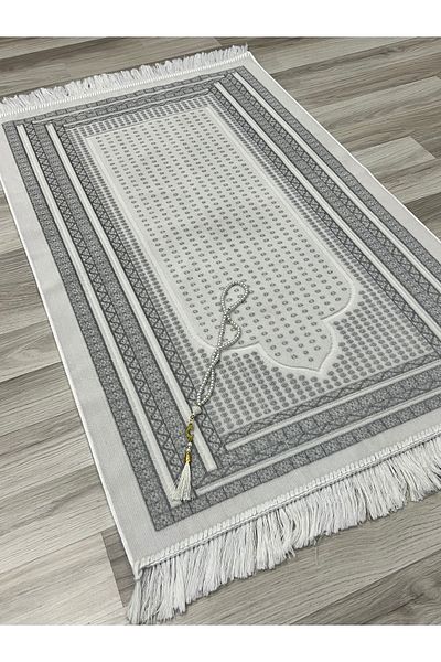 AYHANHOME Velvet Glitter Woven Dowry Gift Prayer Rug Set with Prayer Beads
