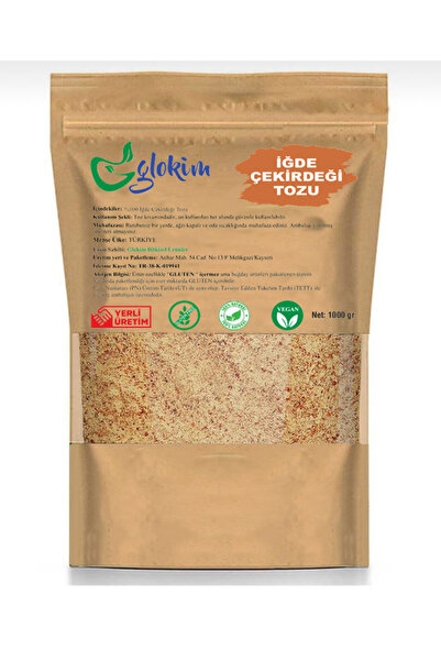 GLOKİM İĞDE ÇEKİRDEĞİ UNU 1 KG BÜTÜNÜYLE ÖĞÜTÜLMÜŞ İĞDE ÇEKİRDEĞİ TOZU
