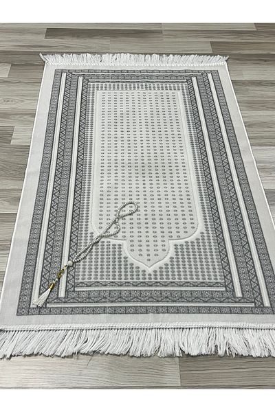 AYHANHOME Velvet Glitter Woven Dowry Gift Prayer Rug Set with Prayer Beads