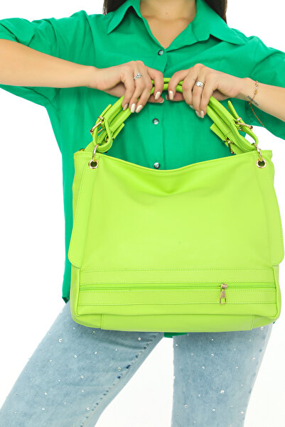 womenacs Зелена сумка з двома ременями через плече Новий сезон Довжина: 37 см...