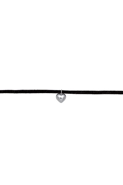 ELLI Halskette Lederkette Velour Optik Herz Anhänger 925 silber