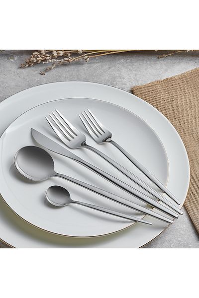 Karaca Orion Platin 30-teiliges Besteckset für 6 Personen, Stahl