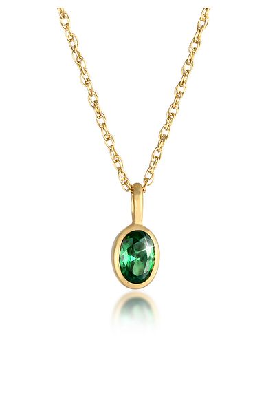 ELLI Halskette Frau Statement Elegant Mit Smaragdgrünem Zirkonia Stein In 925 Sterling Silber Vergoldet