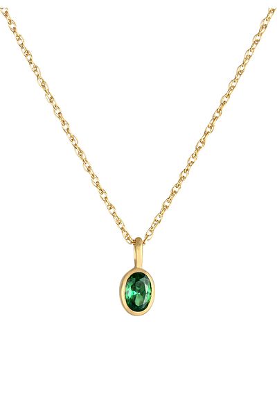 ELLI Halskette Frau Statement Elegant Mit Smaragdgrünem Zirkonia Stein In 925 Sterling Silber Vergoldet