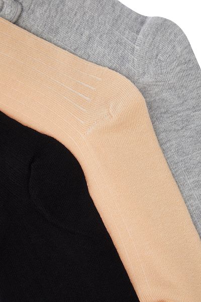 Trendyol Collection Black-Grey-Beige 3-Pack Cotton Rubber Mouth Detailed Knitted Socks THMAW24CO00019