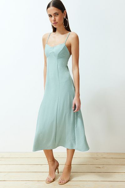 Trendyol Collection Mint A-line Midi Strappy Woven Dress TWOSS24EL00450