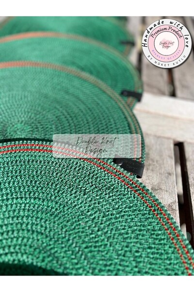 DOUBLE KNOT DESİGN 6 Adet Yeşil Tress Supla Amerikan Servis Hediyelik