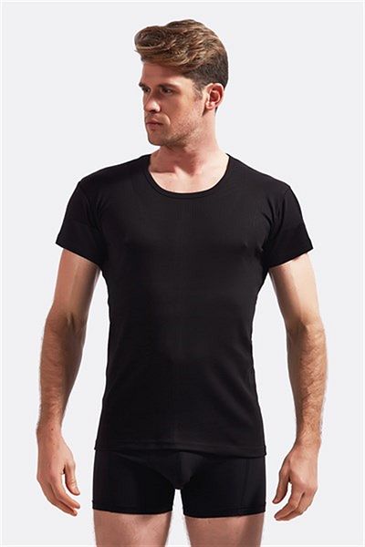 josejuan 3-Piece Men's Athlete Round Neck Half Sleeve Rib 100% Cotton 3205