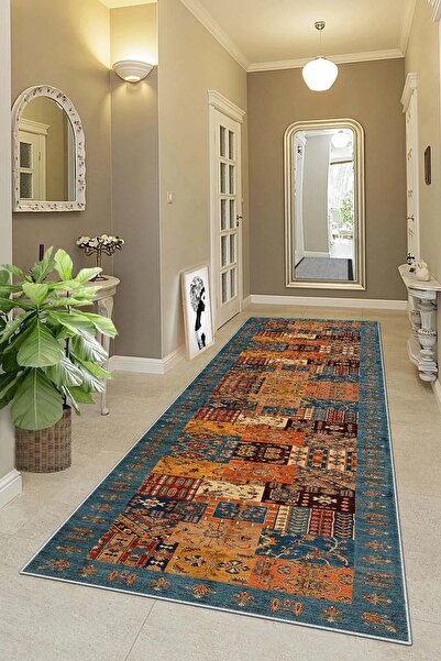 on the clouds Kırkyama Patchwork Kilim Desenli Etnik Dijital Baskı Yıkanabili...