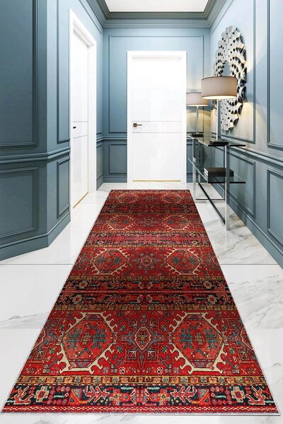 on the clouds Kilim Desenli Etnik Dijital Baskı Yıkanabilir Kaymaz Taban Mode...