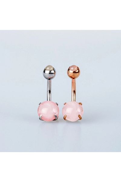 Öte Beri Hayallerin Ötesi 316l Non-Tarnish Anti-Allergic Surgical Steel - Double Zircon Stone Navel Piercing