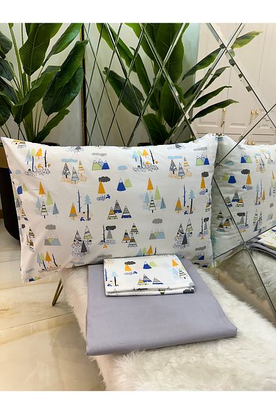 micoton MICOTON 100% COTTON SINGLE PERSON RUBBER-FREE SHEET AND PILLOW CASE SET