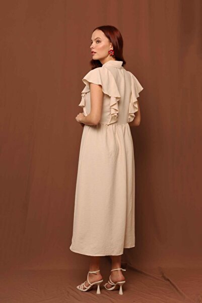 Lusin Γυναικείο Μίντι Φόρεμα Flounce Stone